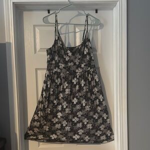 Floral Black and White Dress